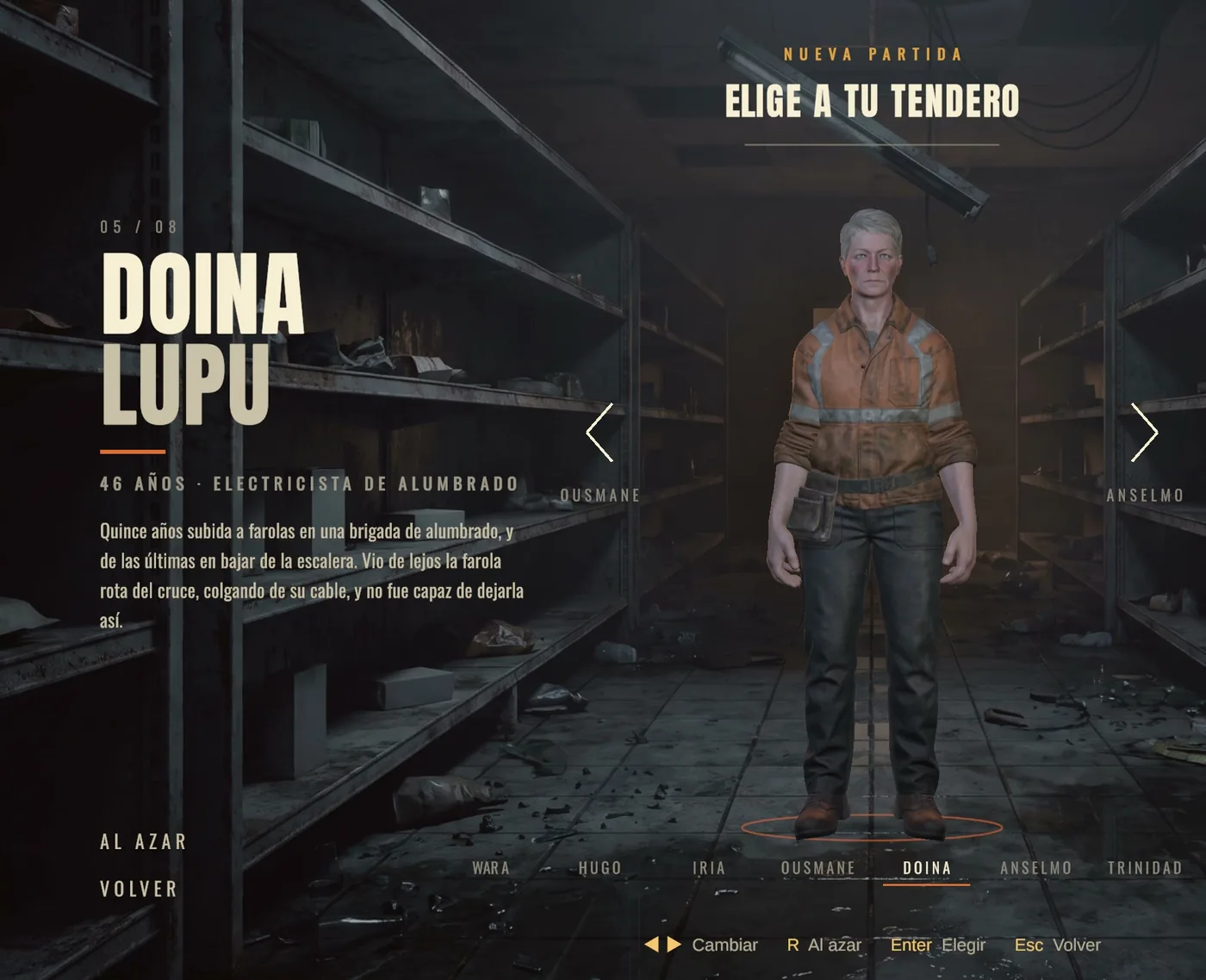 La pantalla «Elige a tu tendero», con Doina Lupu